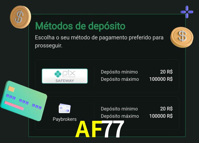 O cassino AF77 oferece uma grande variedade de métodos de pagamento